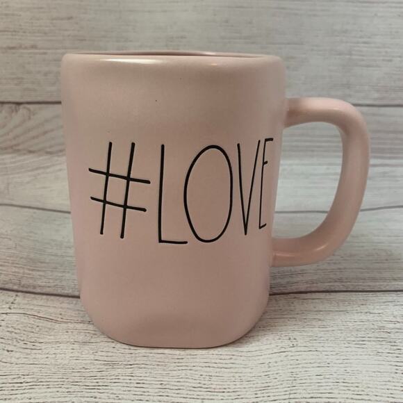 Rae Dunn Coffee Cup Mug #LOVE Pink with Black Letters Tea Hot Chocolate - Picture 1 of 5